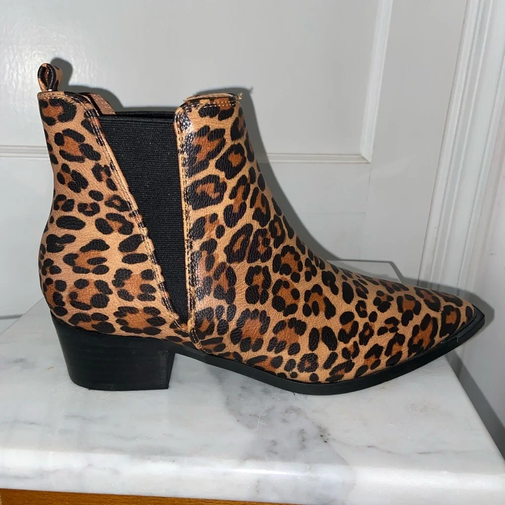 🐆 EXCELLENT CONDITION A RIDER GIRL LEOPARD ANKLE BOOTIE WOMENS SIZE 8 - Picture 10 of 11